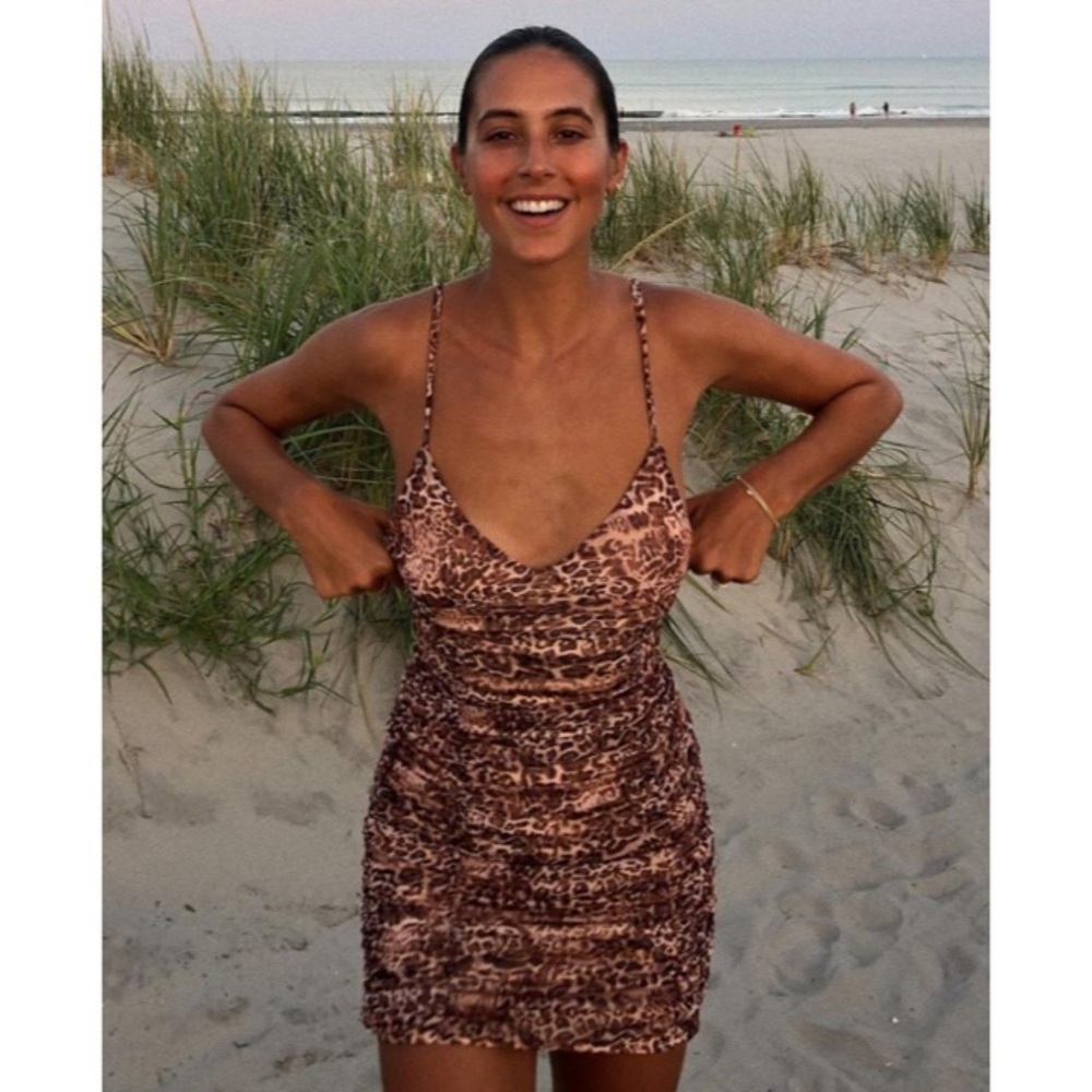 Charcoal Clothing Australian Roseason Ruched Cheetah Print Mini Dress EUC AU 8